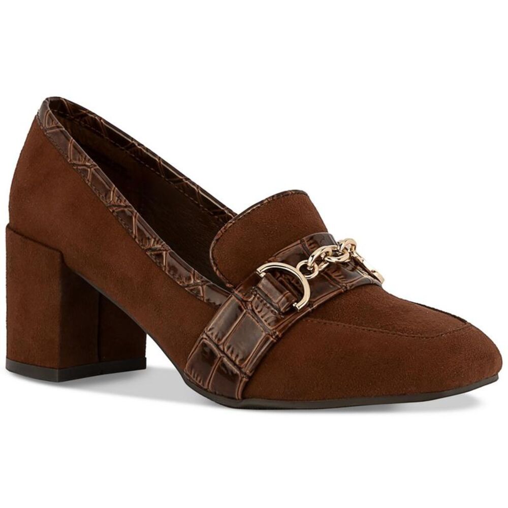 Karen Scott Brown Block Heel Loafers